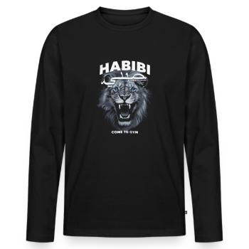Habibi Lion - Motivation pour la salle de sport - T-shirt manches longues Premium bio Homme - noir - Devant - Nico (187cm)