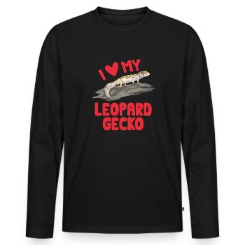 Leopard Gecko Reptile Pet Gecko - Men's Premium Organic Long Sleeve Shirt - black - Front - Nico (187cm)