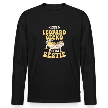 Leopard Gecko Reptile Pet Gecko - Men's Premium Organic Long Sleeve Shirt - black - Front - Nico (187cm)