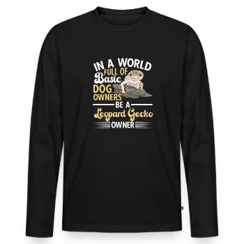 Leopard Gecko Reptile Pet Gecko - Men's Premium Organic Long Sleeve Shirt - black - Front - Nico (187cm)