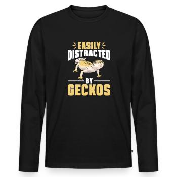 Leopard Gecko Reptile Pet Gecko - Men's Premium Organic Long Sleeve Shirt - black - Front - Nico (187cm)