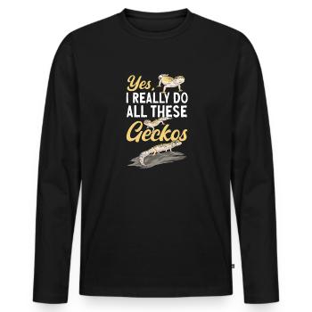 Leopard Gecko Reptile Pet Gecko - Men's Premium Organic Long Sleeve Shirt - black - Front - Nico (187cm)