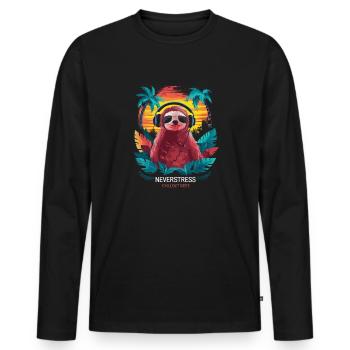 Chillout Vibes Design: Entspannt und Stilvoll - Männer Premium Bio Langarmshirt - Schwarz - Vorne - Nico (187cm)