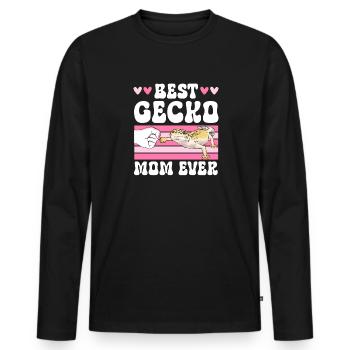 Leopard Gecko Reptile Pet Gecko - Men's Premium Organic Long Sleeve Shirt - black - Front - Nico (187cm)
