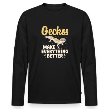 Leopardgecko Reptil Haustier Gecko - Männer Premium Bio Langarmshirt - Schwarz - Vorne - Nico (187cm)