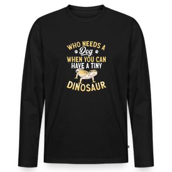 Leopard Gecko Reptile Pet Gecko - Men's Premium Organic Long Sleeve Shirt - black - Front - Nico (187cm)