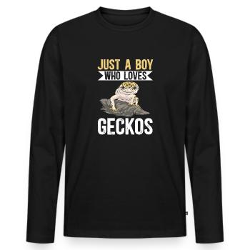 Leopardgecko Reptil Haustier Gecko - Männer Premium Bio Langarmshirt - Schwarz - Vorne - Nico (187cm)