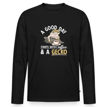 Leopardgecko Reptil Haustier Gecko - Männer Premium Bio Langarmshirt - Schwarz - Vorne - Nico (187cm)