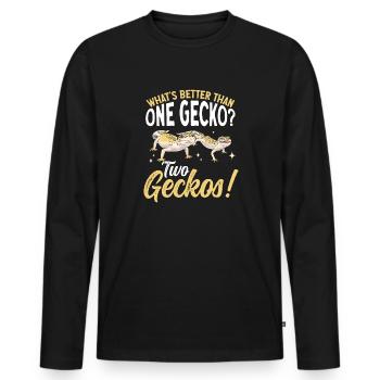 Leopard Gecko Reptile Pet Gecko - Men's Premium Organic Long Sleeve Shirt - black - Front - Nico (187cm)