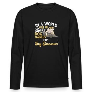 Leopardgecko Reptil Haustier Gecko - Männer Premium Bio Langarmshirt - Schwarz - Vorne - Nico (187cm)
