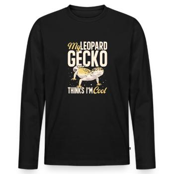 Leopard Gecko Reptile Pet Gecko - Men's Premium Organic Long Sleeve Shirt - black - Front - Nico (187cm)