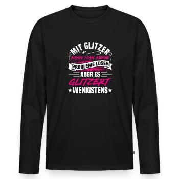 Sarkasmus, Glitzer & Probleme Sarkastischer Spruch - Männer Premium Bio Langarmshirt - Schwarz - Vorne - Nico (187cm)