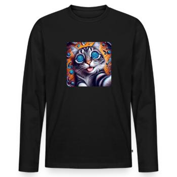 Chats Selfie, Weirdcore Nerd Photographie Chat - T-shirt manches longues Premium bio Homme - noir - Devant - Nico (187cm)