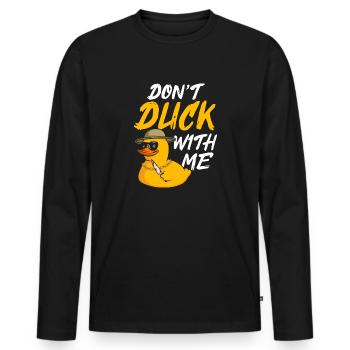 Quietscheentchen Quietscheente Gummiente - Männer Premium Bio Langarmshirt - Schwarz - Vorne - Nico (187cm)