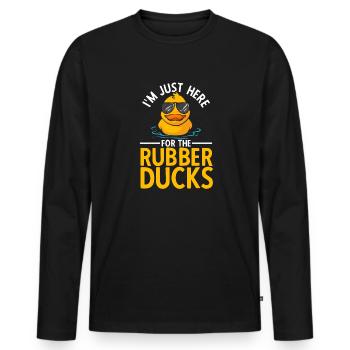 Quietscheentchen Quietscheente Gummiente - Männer Premium Bio Langarmshirt - Schwarz - Vorne - Nico (187cm)
