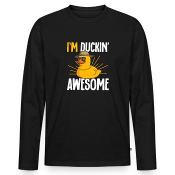 Quietscheentchen Quietscheente Gummiente - Männer Premium Bio Langarmshirt - Schwarz - Vorne - Nico (187cm)