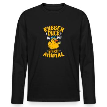 Quietscheentchen Quietscheente Gummiente - Männer Premium Bio Langarmshirt - Schwarz - Vorne - Nico (187cm)