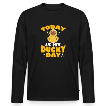 Quietscheentchen Quietscheente Gummiente - Männer Premium Bio Langarmshirt - Schwarz - Vorne - Nico (187cm)