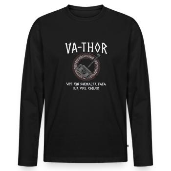 VA-THOR Für den coolsten Papa Episch und Humorvoll - Männer Premium Bio Langarmshirt - Schwarz - Vorne - Nico (187cm)