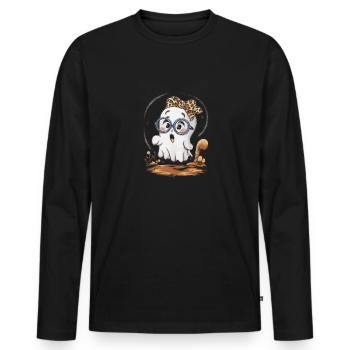 Mignon Doux Fantôme Halloween - T-shirt manches longues Premium bio Homme - noir - Devant - Nico (187cm)