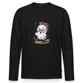Mignon Doux Fantôme Halloween - T-shirt manches longues Premium bio Homme - noir - Devant - Nico (187cm)
