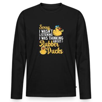 Quietscheentchen Quietscheente Gummiente - Männer Premium Bio Langarmshirt - Schwarz - Vorne - Nico (187cm)