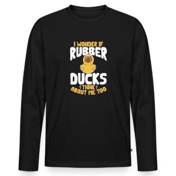 Canard en caoutchouc Canard en caoutchouc - T-shirt manches longues Premium bio Homme - noir - Devant - Nico (187cm)