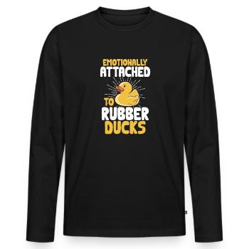 Quietscheentchen Quietscheente Gummiente - Männer Premium Bio Langarmshirt - Schwarz - Vorne - Nico (187cm)