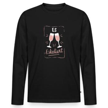 De toute façon, la situation s’intensifie ! – Coupe à Happy - T-shirt manches longues Premium bio Homme - noir - Devant - Nico (187cm)