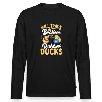 Quietscheentchen Quietscheente Gummiente - Männer Premium Bio Langarmshirt - Schwarz - Vorne - Nico (187cm)
