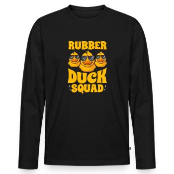 Quietscheentchen Quietscheente Gummiente - Männer Premium Bio Langarmshirt - Schwarz - Vorne - Nico (187cm)