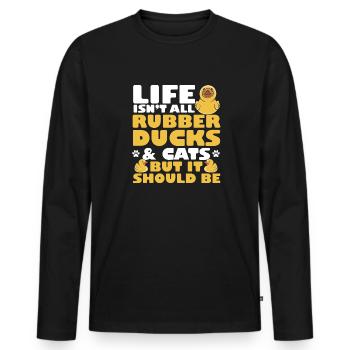 Quietscheentchen Quietscheente Gummiente - Männer Premium Bio Langarmshirt - Schwarz - Vorne - Nico (187cm)