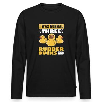 Quietscheentchen Quietscheente Gummiente - Männer Premium Bio Langarmshirt - Schwarz - Vorne - Nico (187cm)