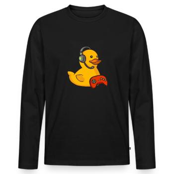 Canard en caoutchouc Canard en caoutchouc - T-shirt manches longues Premium bio Homme - noir - Devant - Nico (187cm)