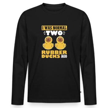 Quietscheentchen Quietscheente Gummiente - Männer Premium Bio Langarmshirt - Schwarz - Vorne - Nico (187cm)