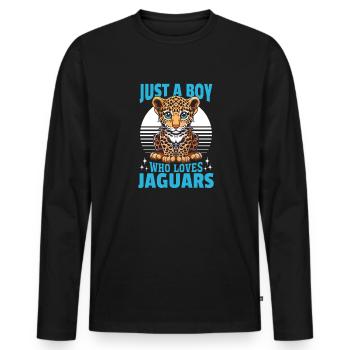 Drôle d’animal jaguar juste un garçon qui aime les jaguars - T-shirt manches longues Premium bio Homme - noir - Devant - Nico (187cm)
