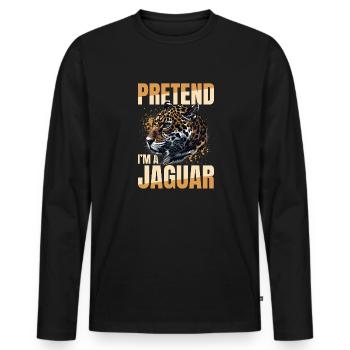 Drôle de Jaguar Animal Prétendre que je suis un Jaguar - T-shirt manches longues Premium bio Homme - noir - Devant - Nico (187cm)
