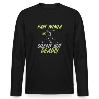 fart farting farting farting - Men's Premium Organic Long Sleeve Shirt - black - Front - Nico (187cm)