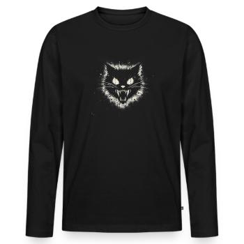 Creepy Goth Cat, Horror Cat, Weirdcore Cat - Men's Premium Organic Long Sleeve Shirt - black - Front - Nico (187cm)