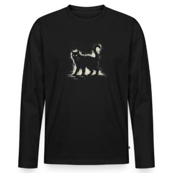 Creepy Goth Cat, Horror Cat, Weirdcore Cat - Men's Premium Organic Long Sleeve Shirt - black - Front - Nico (187cm)