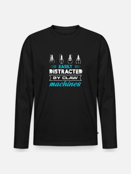 Easily Distracted By Claw Machines - Men's Premium Organic Long Sleeve Shirt - black