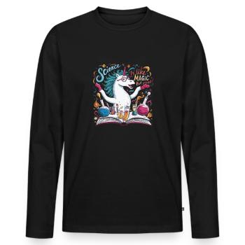 C’est comme de la magie mais réel - T-shirt manches longues Premium bio Homme - noir - Devant - Nico (187cm)
