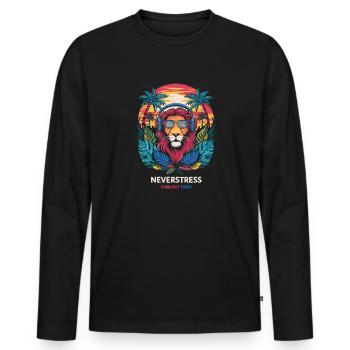 Lion Chillout Vibes Design décontracté et élégant - T-shirt manches longues Premium bio Homme - noir - Devant - Nico (187cm)
