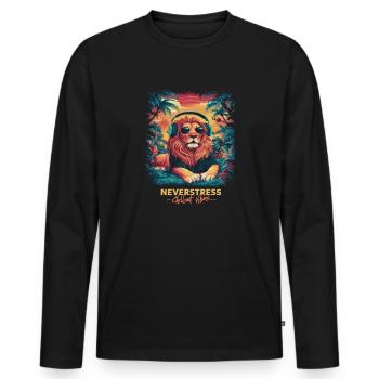 Lion Chillout Vibes Design décontracté et élégant - T-shirt manches longues Premium bio Homme - noir - Devant - Nico (187cm)