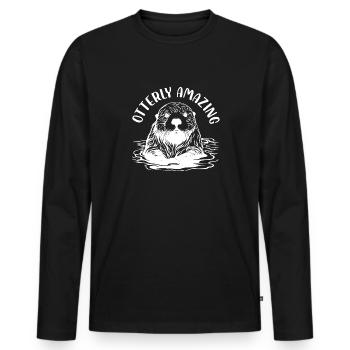 Otterly Amazing Marine Animals Sea Creatures Otter - Men's Premium Organic Long Sleeve Shirt - black - Front - Nico (187cm)