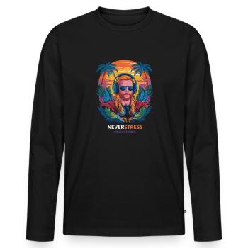 THOR Chillout Vibes Design Entspannt und Stilvoll - Männer Premium Bio Langarmshirt - Schwarz - Vorne - Nico (187cm)