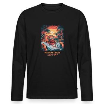 Jesus Chillout Vibes Design Entspannt und Stilvoll - Männer Premium Bio Langarmshirt - Schwarz - Vorne - Nico (187cm)