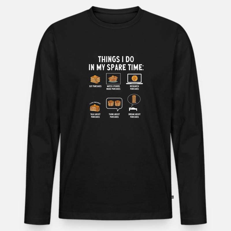 Pancake Frühstück Pfannkuchen - Männer Premium Bio Langarmshirt - Schwarz