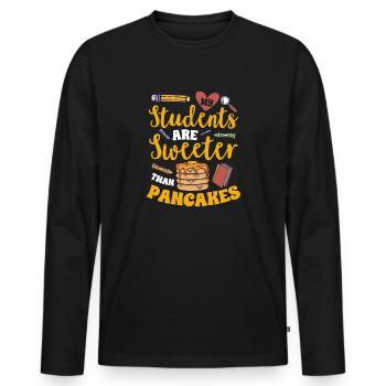 Pancake Breakfast Pancakes - Men's Premium Organic Long Sleeve Shirt - black - Front - Nico (187cm)