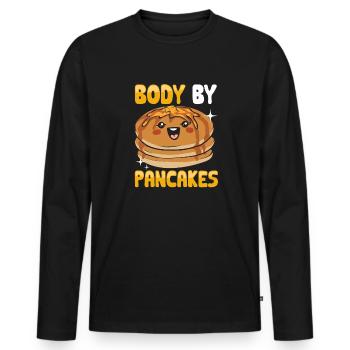 Pancake Breakfast Pancakes - Men's Premium Organic Long Sleeve Shirt - black - Front - Nico (187cm)
